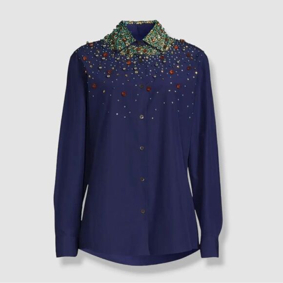 Dries Van Noten Clavelly Degrade Beaded Shirt size 40/us size 8 - Picture 1 of 11